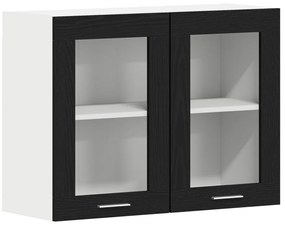 vidaXL Fekete Tölgy Függő Üveg Szekrény 80x31x60 cm Műanyag Fából