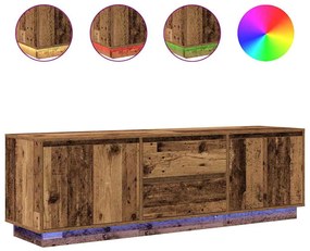 antik fa színű TV-szekrény LED-lámpákkal 160,5x41x50 cm
