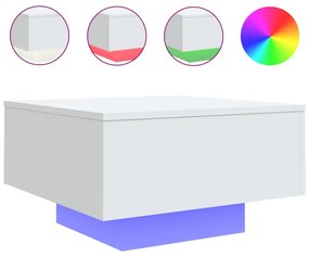 fehér dohányzóasztal LED-lámpákkal 55 x 55 x 31 cm