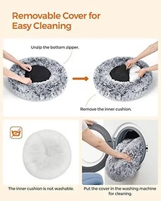 Kutyafekhely bolyhos puha kör alakú, 60 cm, szürke