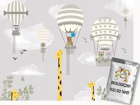 Fotótapéta Flizelina Gyerekek Ég Repülés Léggömb Állatok Felhők 200x140 ragasztó