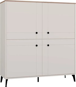 POINT 4S komód 123.5x40x135.5 cm, kasmír, fekete lábakkal, tölgy komód fedlappal