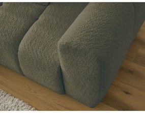 Khaki buklé kinyitható-tárolóhelyes sarokkanapé (bal oldali-heverő résszel) Roxelane – Bobochic Paris