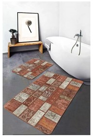 Barna bársony fürdőszobai kilépő szett 2 db-os 60x100 cm – Mila Home