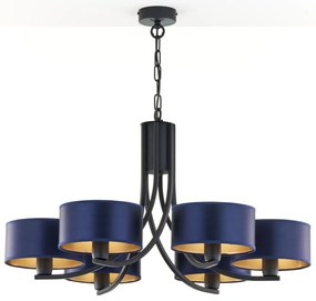Jupiter 2102 - Láncos csillár ARTHUR 6xE27/15W/230V kék/fekete