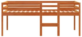 viaszbarna tömör fenyőfa magasított ágy 90 x 200 cm