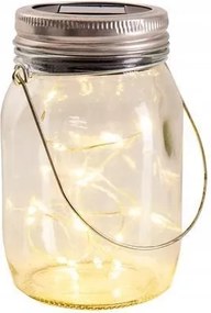 Led napelemes üveg, 20 Led, IP44, 600mAh, meleg fehér