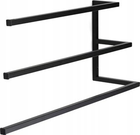 Fekete Fogantyú Fali akasztó 3 törölközőhöz Loft Fürdőszobába 60 cm