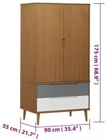 MOLDE barna tömör fenyőfa gardrób 90 x 55 x 175 cm