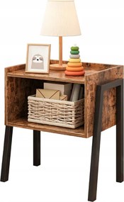 Éjjeliszekrény Loft Dohányzóasztal Rusztikus Fa Polc Ipari 43,5 CM