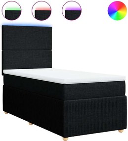 vidaXL fekete szövet rugós ágy matraccal 90x190 cm