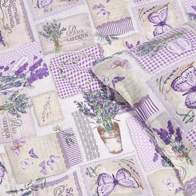 Goldea pamut ágyneműhuzat - patchwork levandula és pillangó mintás 140 x 200 és 70 x 90 cm