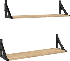 vidaXL 2 db sonoma tölgy fali polc 60 x 15 x 15,5 cm