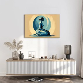 Kép meditáló nő kékben