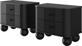 Vesper éjjeliszekrény készlet 56 cm - fekete / fekete fogantyúk / gömb alakú lábak