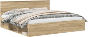 vidaXL Ágykeret fejtámlával Sonoma 200 x 200 cm Tömör fenyőfa