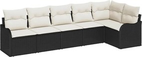 vidaXL Kerti Kanapé Szett párnával tárolóval 6 pcs Fekete Poli rattan