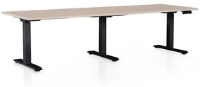 Állítható magasságú íróasztal OfficeTech Long, 240 x 80 cm, fekete alap, tölgy