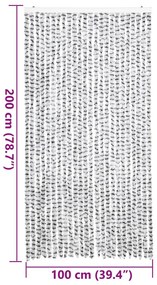 világosszürke és sötétszürke zsenília rovarfüggöny 100 x 200 cm