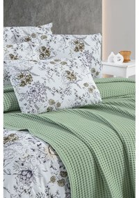 Zöld pamut ágytakaró 220x240 cm Waffle – Mila Home