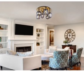 Globo 15345-6DMM - Felületre szerelhető csillár BLACKY 6xE14/40W/230V sárgaréz