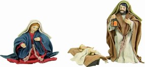 Szent Család betlehem anyagból készült ruhában 11cm magas figurákhoz