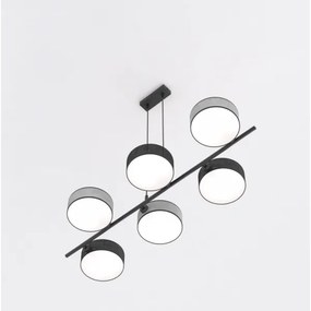 Zsinóros csillár DRUMZ 6xE14/10W/230V fekete/szürke