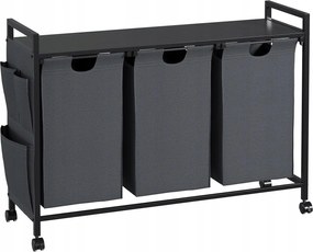 Szennyestartó kosár, 3 rekeszes, 3 x 46 L, sötétszürke