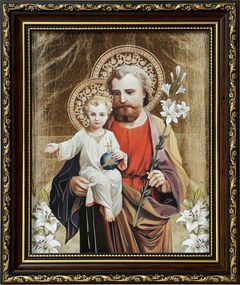 Vászonkép 31x26 Szent József Jézus Díszített Keret