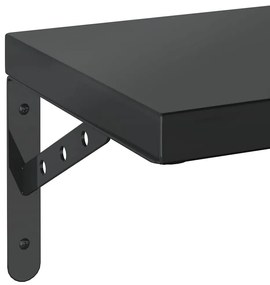 2 db fekete rozsdamentes acél fali polc 100 x 23,5 cm