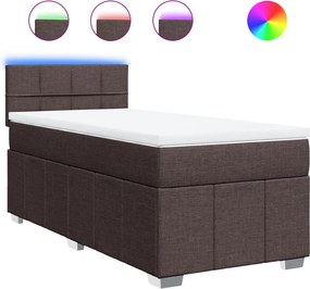 vidaXL sötétbarna szövet rugós ágy matraccal 90 x 190 cm