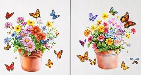 Ablakmatrica Virágok cserépben 2 db| 25cm x 25cm| As