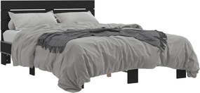 vidaXL fekete szerelt fa és fém ágykeret 135 x 190 cm