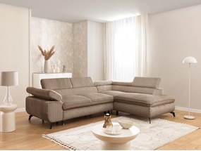 Barna kordbársony sarokkanapé (jobb oldali-L alakú) Marbeya – Ropez