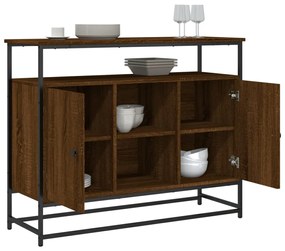 barna tölgy színű szerelt fa tálalószekrény 100 x 35 x 80 cm