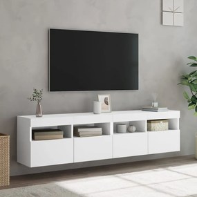 2 db fehér falra szerelhető TV-szekrény LED-del 80 x 30 x 40 cm