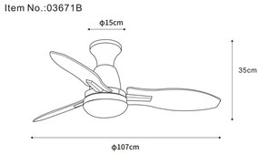 Globo Gale 03671B távirányítós mennyezeti ventilátoros lámpa, 22W LED, 3000K-4500K-6000K, 1897 lm