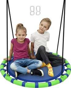 AIYAPLAY Kerek Gyerekhinta Kültéri Kertbe Állítható Gyerek Hinta Vízálló 150 kg Teherbírás Ø100x180 cm Kék és Zöld | Aosom