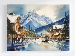 Poszter Város Üdülőhely Hegyek Tél Hó Utca Fagy 100x75