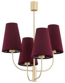 Argon 1827 - Csillár rúdon SAFIANO 4xE27/15W/230V Burgundi