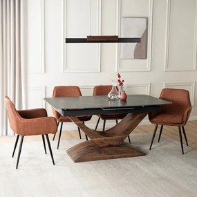 Stół ALICANTE Ceramiczny Rozkładany 160-200 cm Czarny márvány/Orzech