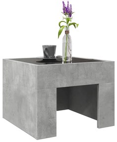 Betonszürke végtelen hatású LED-es dohányzóasztal 40x40x30 cm