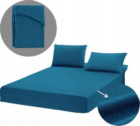 Lepedő 160x200 Frottír Cotton World gumis Pamut Sötétkék