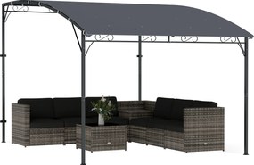 Outsunny fali kerti pergola, 384 x 286 x 252 cm — lejtős vízelvezető tető, UPF30+ vízálló ponyva, porszórt fém váz, szürke | Aosom