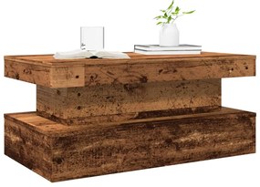 antik fa színű dohányzóasztal LED-lámpákkal 90x50x40 cm