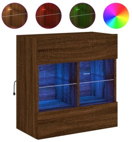 barna tölgyszínű fali TV-szekrény LED-del 58,5x30x60,5 cm