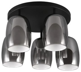 Fekete-ezüstszínű mennyezeti lámpa üveg búrával ø 14 cm Barret – Trio Select