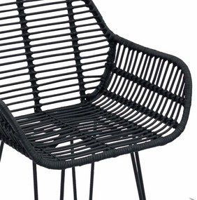Bárszék 2 pcs Fekete 55 x 52 x 92 cm Rattan és Vas