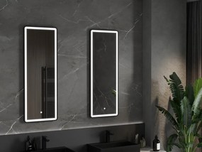 Mexen Coro fürdőszobai tükör megvilágítással 45 x 120 cm, LED 6000K, páramentes, fekete keret - 9817-045-120-611-70