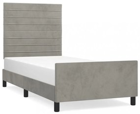 világosszürke bársony ágykeret matrac nélkül 100x200 cm